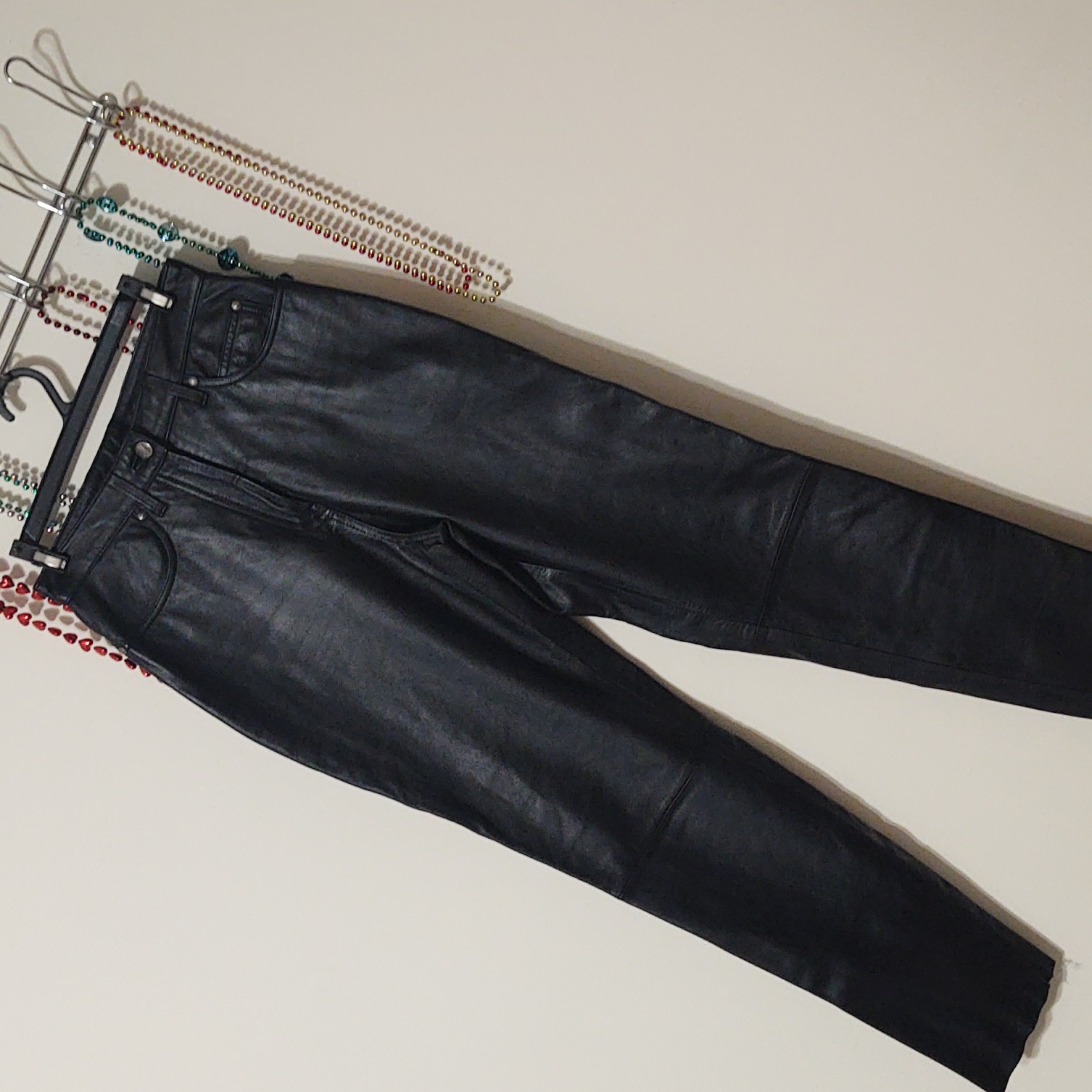 Harley-Davidson Black Leather Pants High Waist 34/6